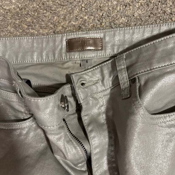 Kut from the Kloth Miller High Rise Wide Leg Silver Metallic Coated Jeans - Picture 5 of 5
